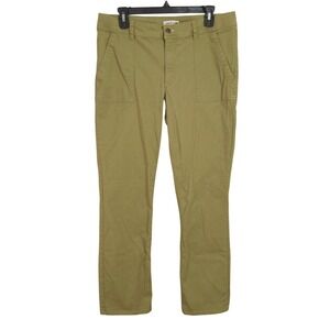 Toad&Co Earthworks Slim Pant Size 12 Moss Green Organic Cotton Utility Trousers